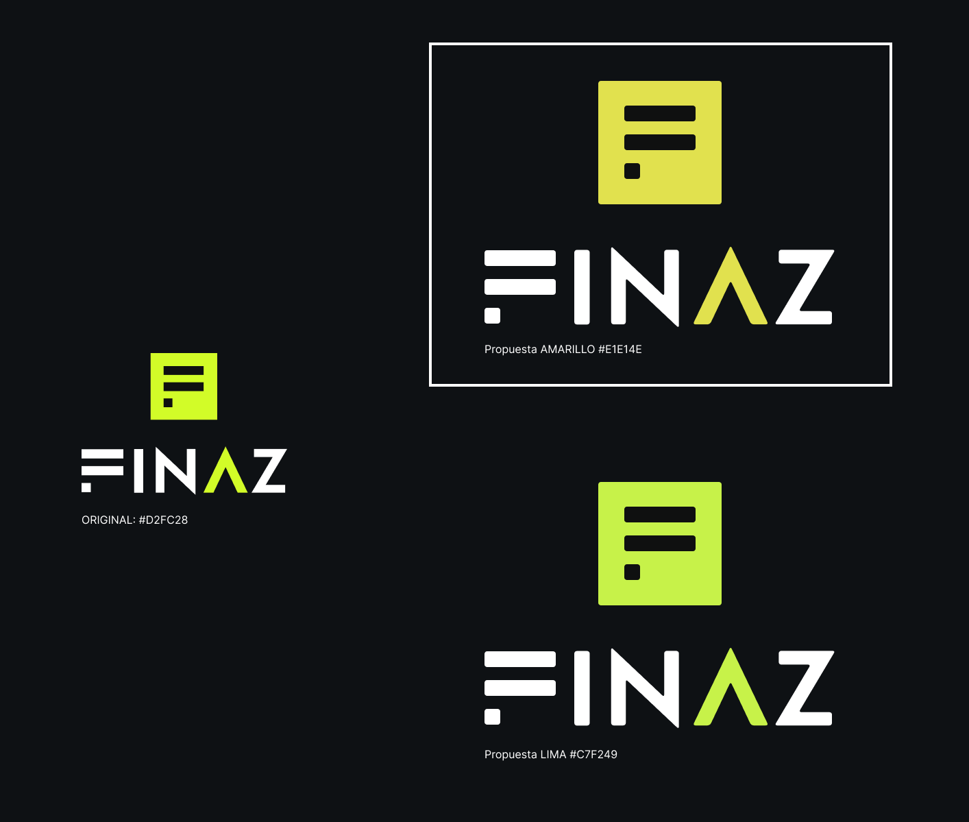 Lámina original LOGO_REFINADO_v01 con la lima #D2FC28, el amarillo #E1E14E y la lima #C7F249